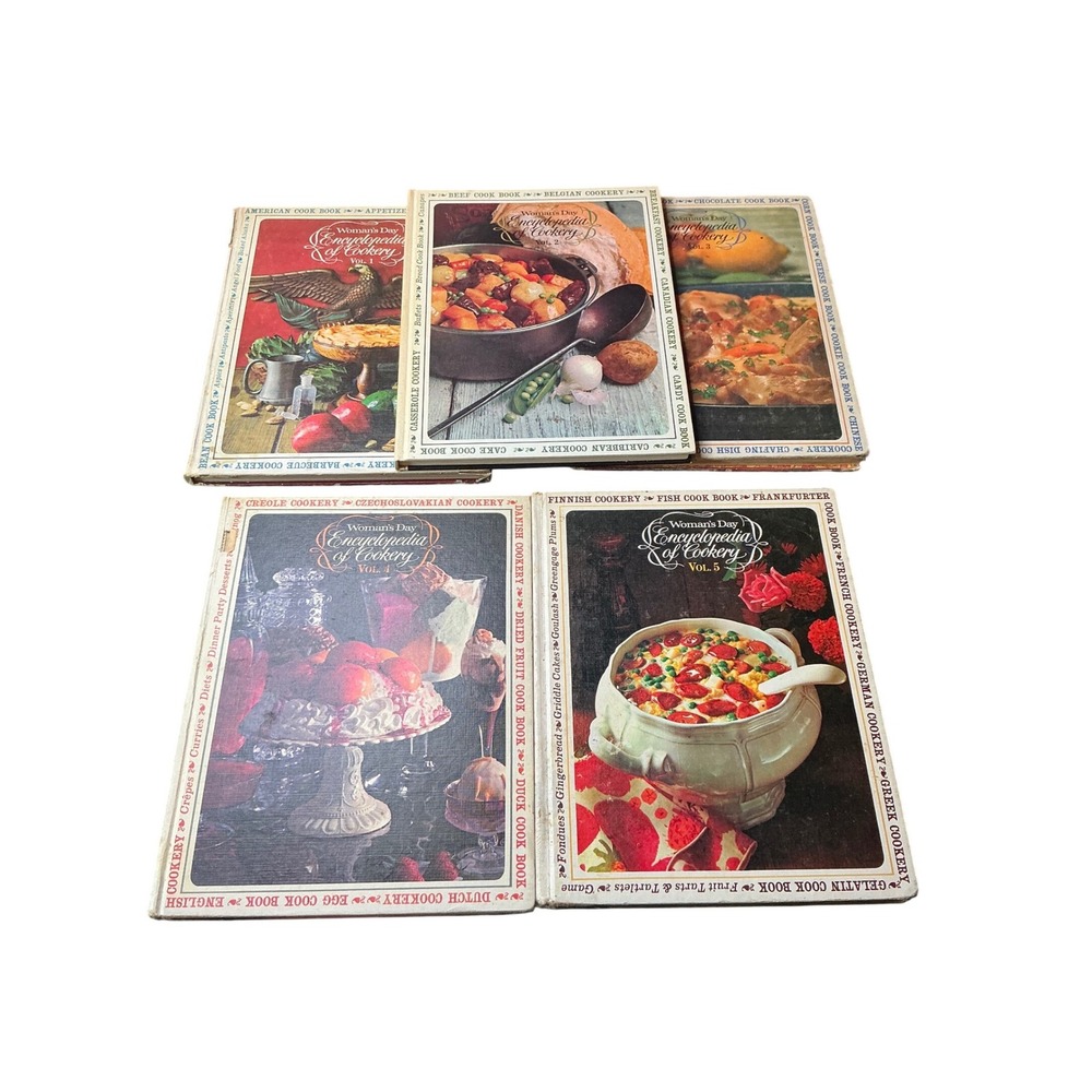 Vintage 1965 Womans Day Encyclopedia of Cookery Volumes 1-5 First Edition Set